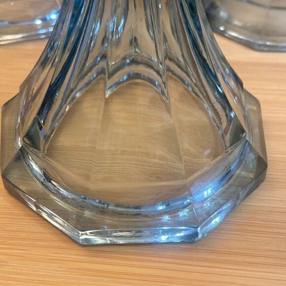 Vintage Set of 3 Glass Fostoria Virginia Light Blue Candlestick Holders - Picture 4 of 10